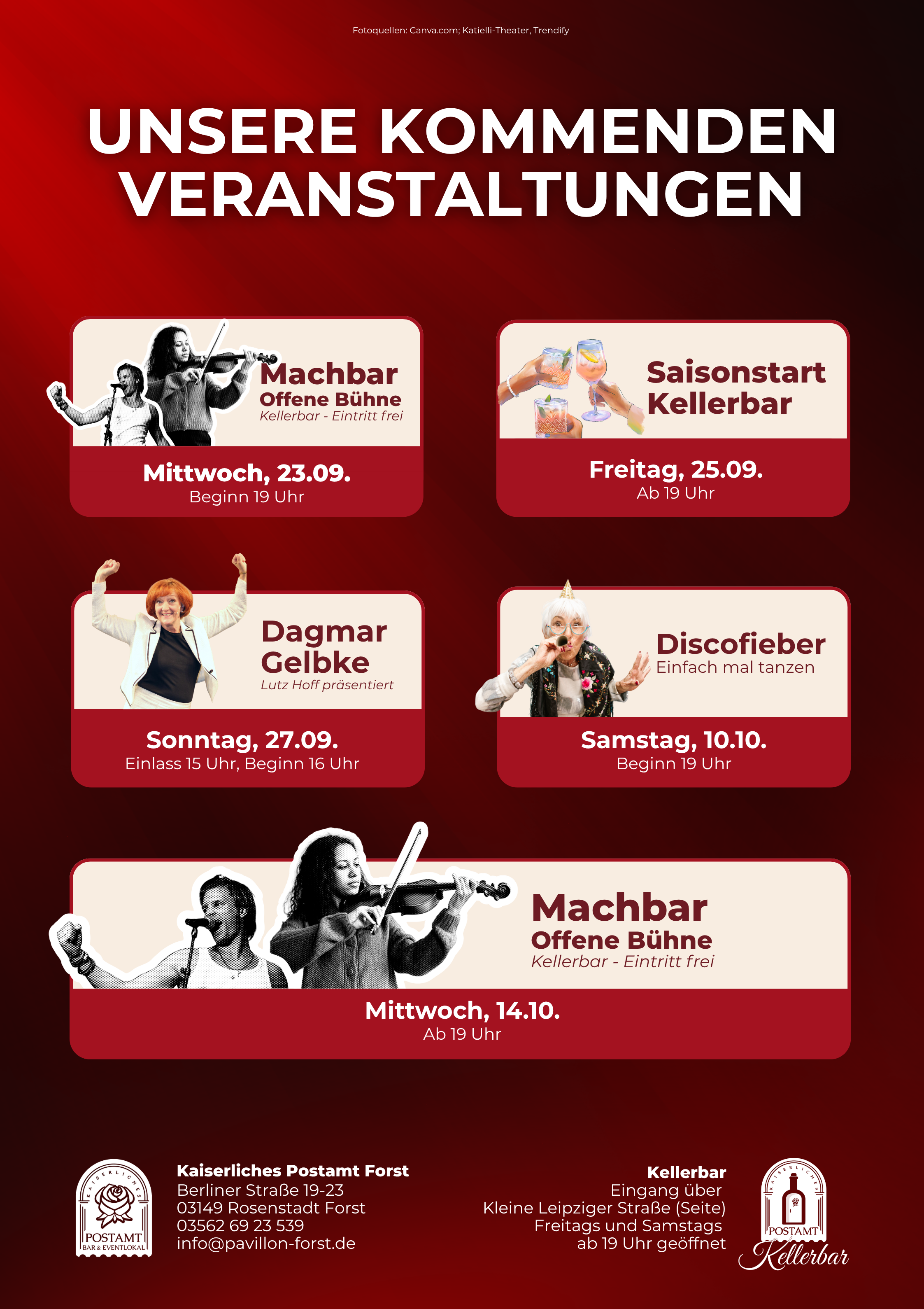 Veranstaltungsübersicht Kaiserliches Postamt September und Oktober 2026